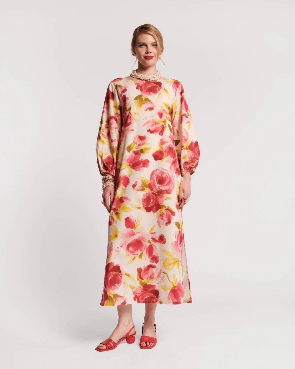 NEW FRANCES VALENTINE minnow maxi dress in english rose